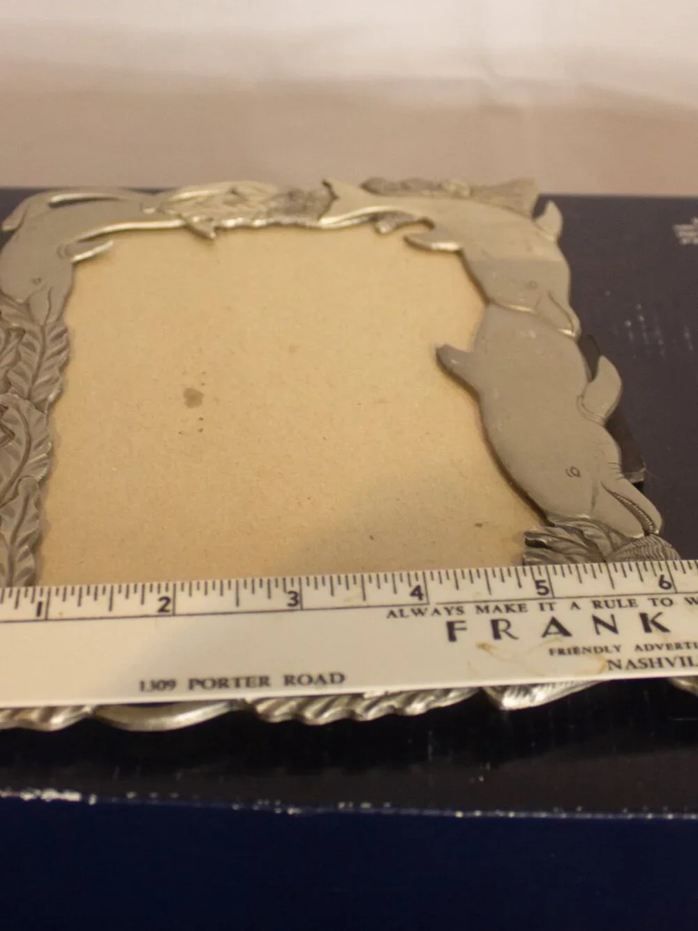 Pewter Dolphin Photo Frame – Coastal Ocean Decor – Detailed Sculpted Design